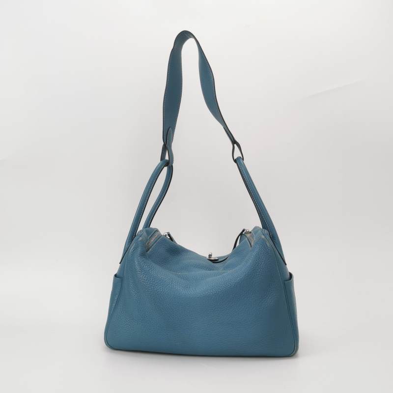 Hermes Lindy 34 Taurillon Clemence Blue Silver Hardware Women's Handbag