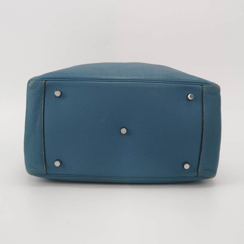 Hermes Lindy 34 Taurillon Clemence Blue Silver Hardware Women's Handbag