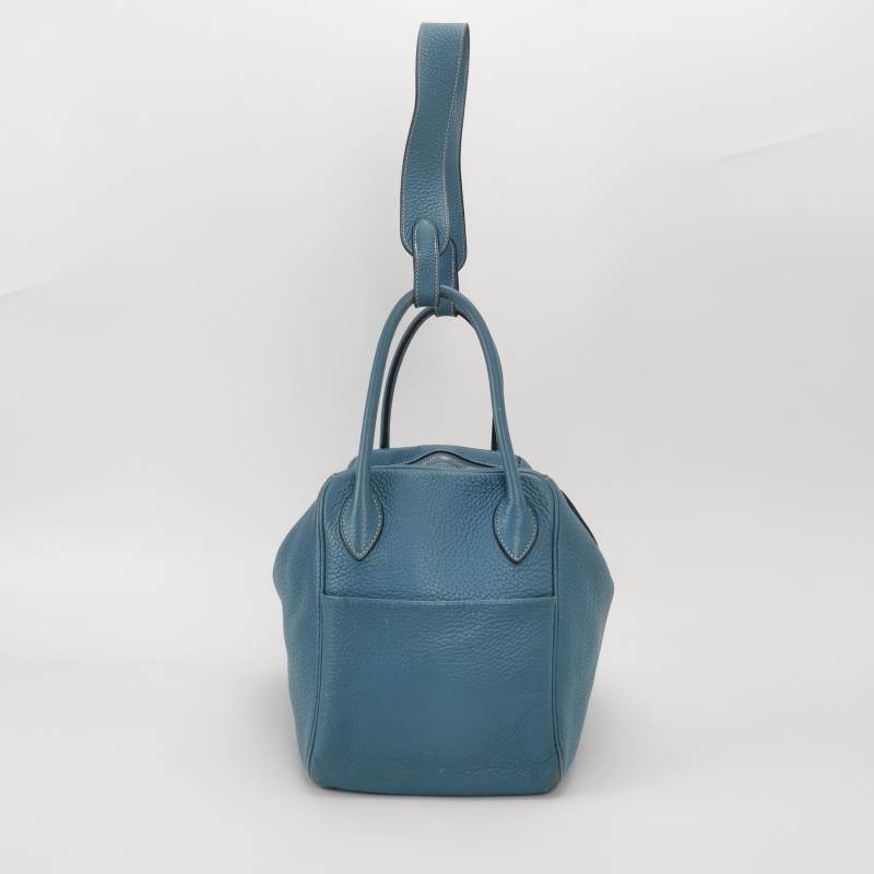 Hermes Lindy 34 Taurillon Clemence Blue Silver Hardware Women's Handbag