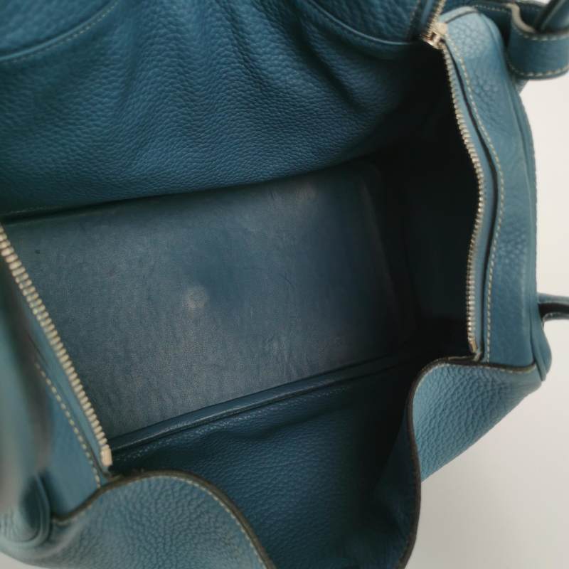 Hermes Lindy 34 Taurillon Clemence Blue Silver Hardware Women's Handbag