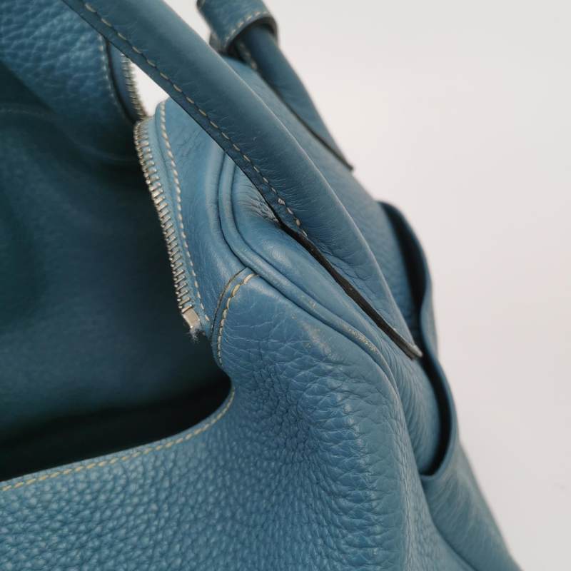 Hermes Lindy 34 Taurillon Clemence Blue Silver Hardware Women's Handbag
