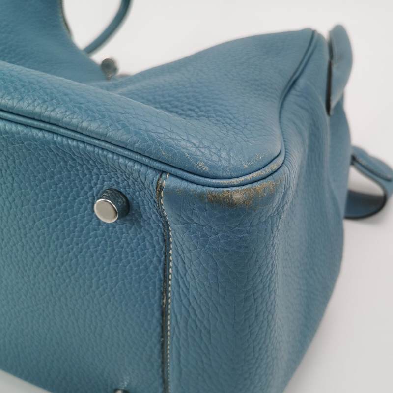 Hermes Lindy 34 Taurillon Clemence Blue Silver Hardware Women's Handbag