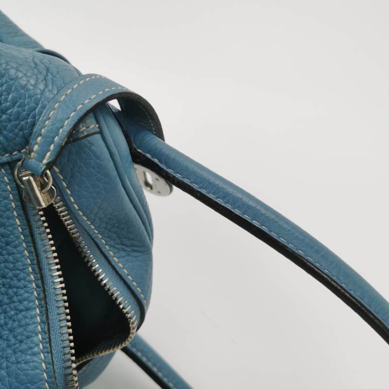 Hermes Lindy 34 Taurillon Clemence Blue Silver Hardware Women's Handbag