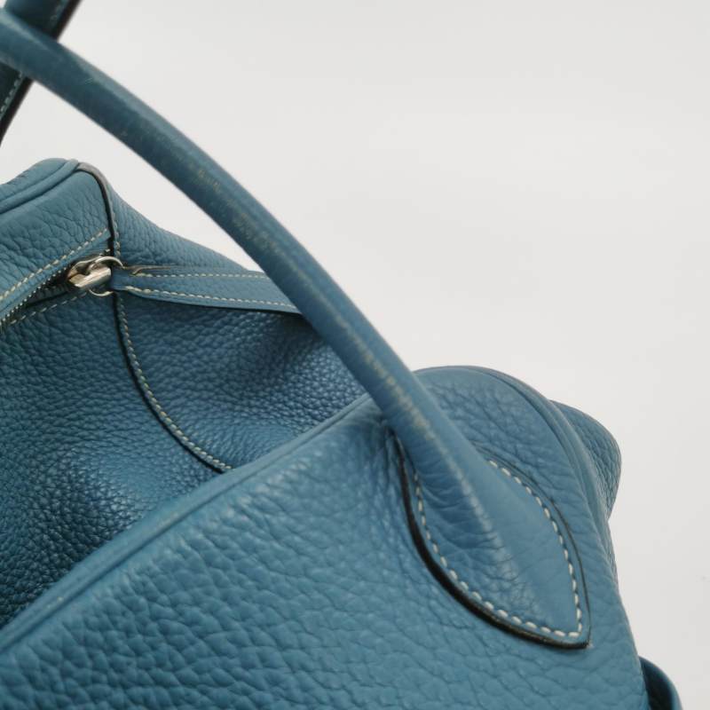 Hermes Lindy 34 Taurillon Clemence Blue Silver Hardware Women's Handbag