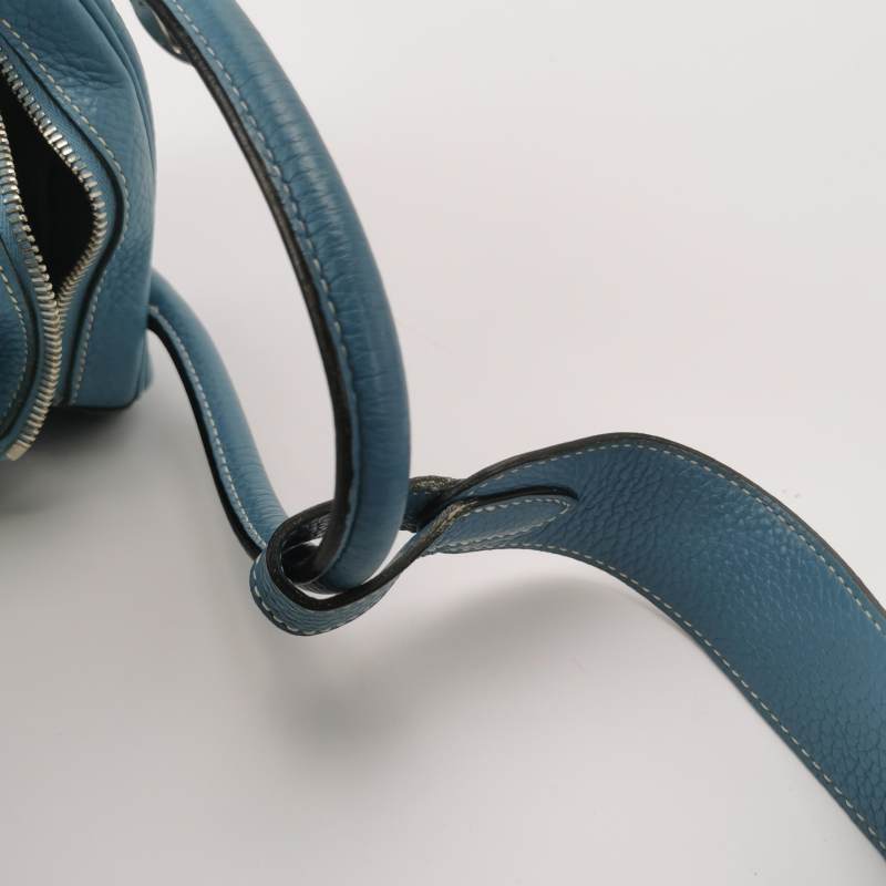Hermes Lindy 34 Taurillon Clemence Blue Silver Hardware Women's Handbag