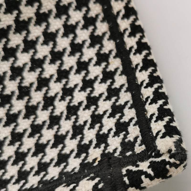 Dior Canvas Houndstooth Embroidered Large Book Tote Black White