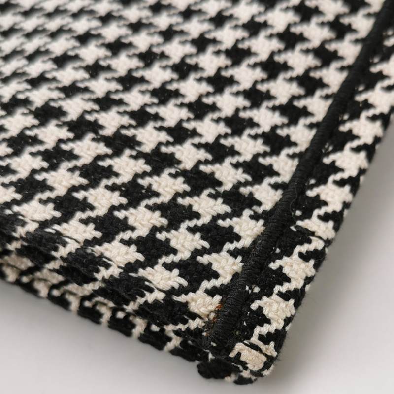 Dior Canvas Houndstooth Embroidered Large Book Tote Black White