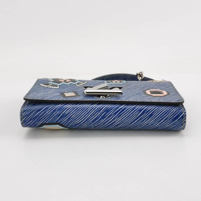 Louis Vuitton Blue Denim Aztec Epi Leather Twist Wallet on Chain Bag