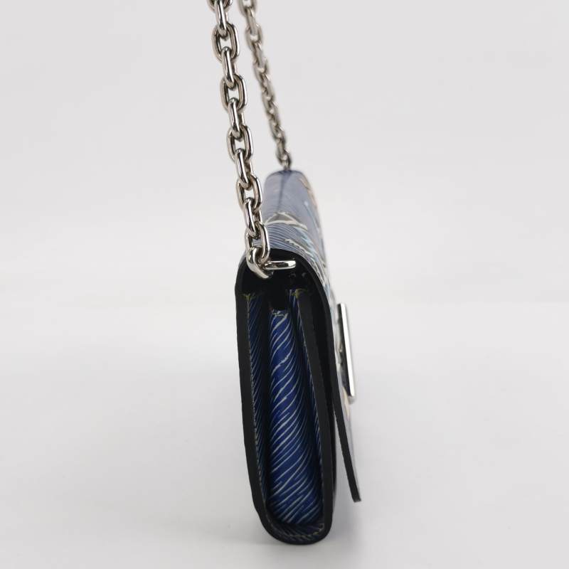 Louis Vuitton Blue Denim Aztec Epi Leather Twist Wallet on Chain Bag