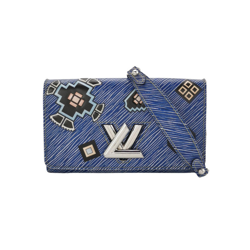 Louis Vuitton Blue Denim Aztec Epi Leather Twist Wallet on Chain Bag