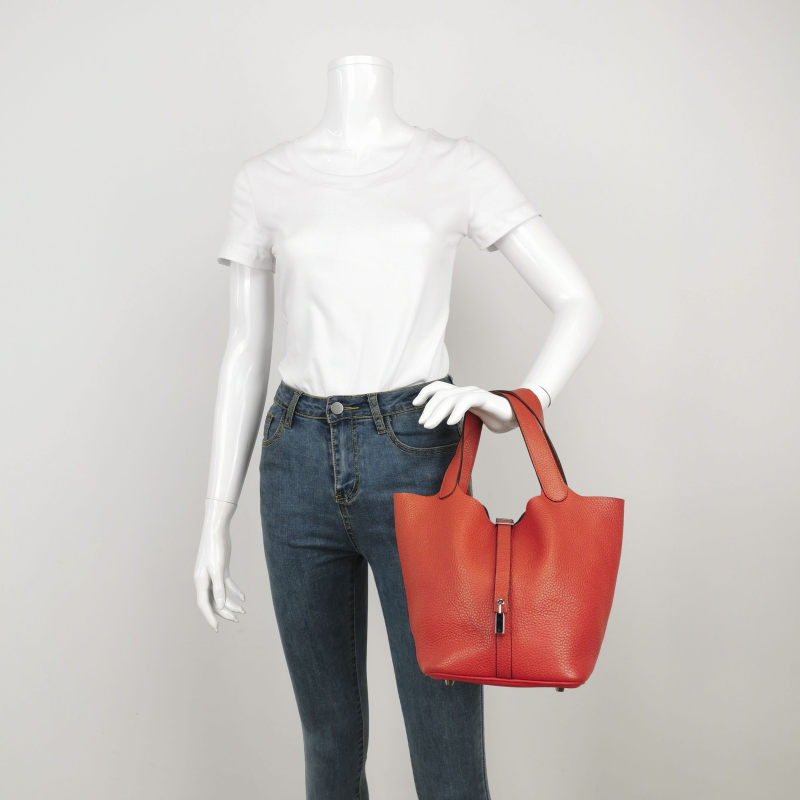 Hermes Picotin Leather Tote Red 22