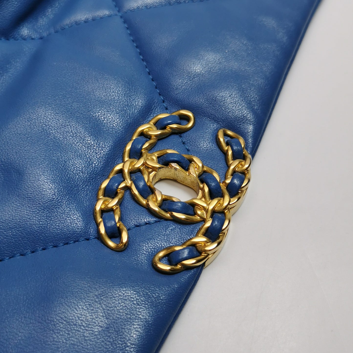 Chanel Blue Leather 19 Shoulder/Crossbody Bag Small