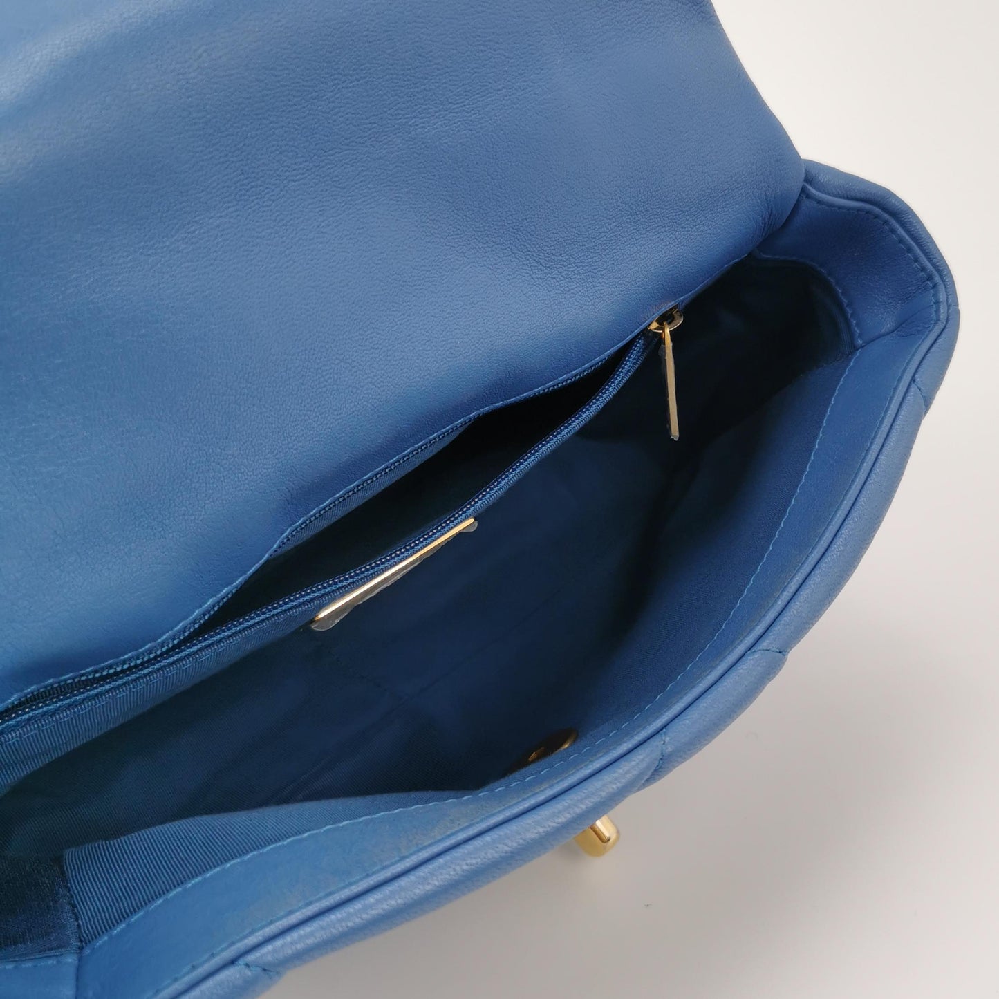 Chanel Blue Leather 19 Shoulder/Crossbody Bag Small