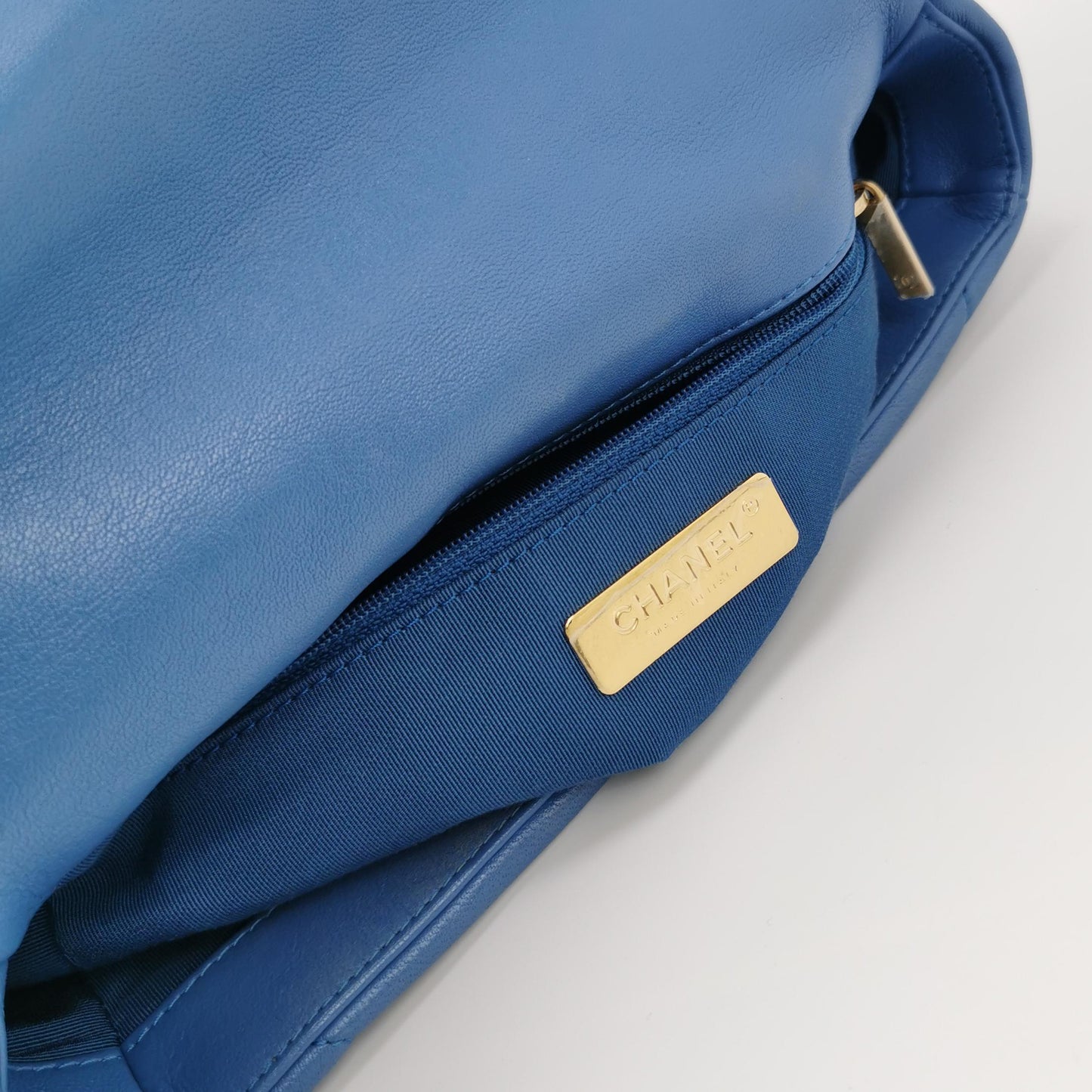 Chanel Blue Leather 19 Shoulder/Crossbody Bag Small