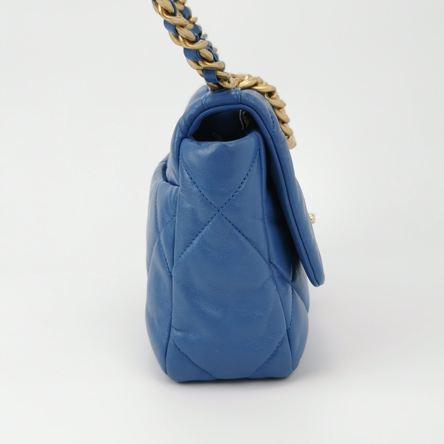 Chanel Blue Leather 19 Shoulder/Crossbody Bag Small