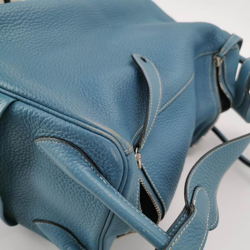 Hermes Lindy 34 Taurillon Clemence Blue Silver Hardware Women's Handbag