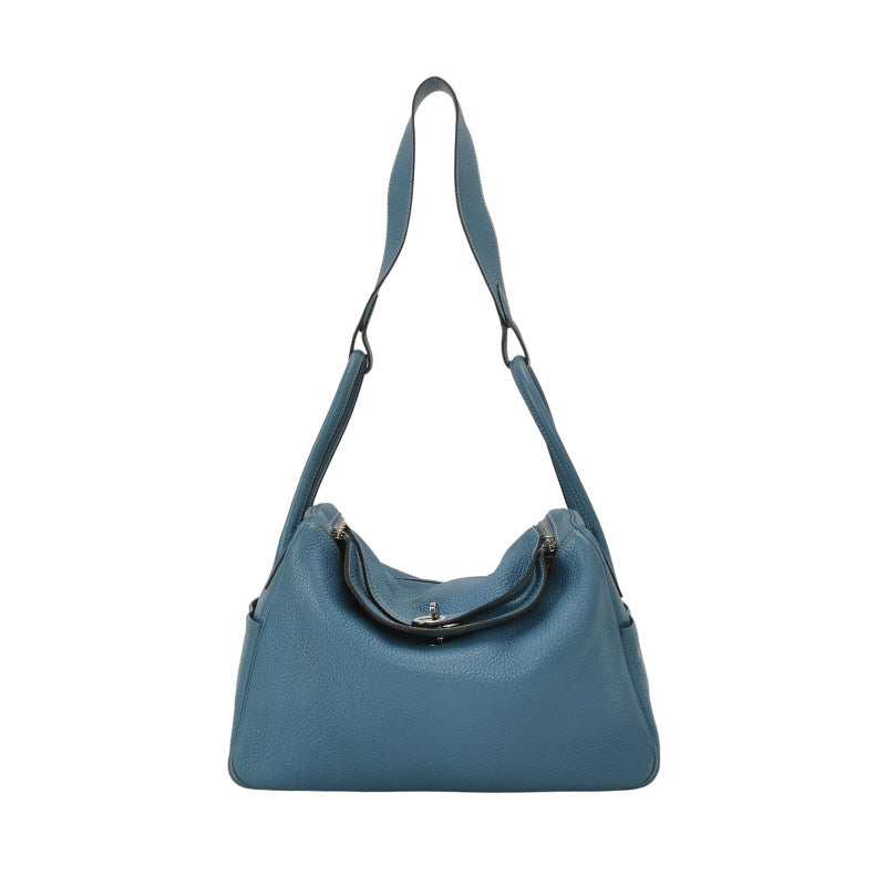 Hermes Lindy 34 Taurillon Clemence Blue Silver Hardware Women's Handbag