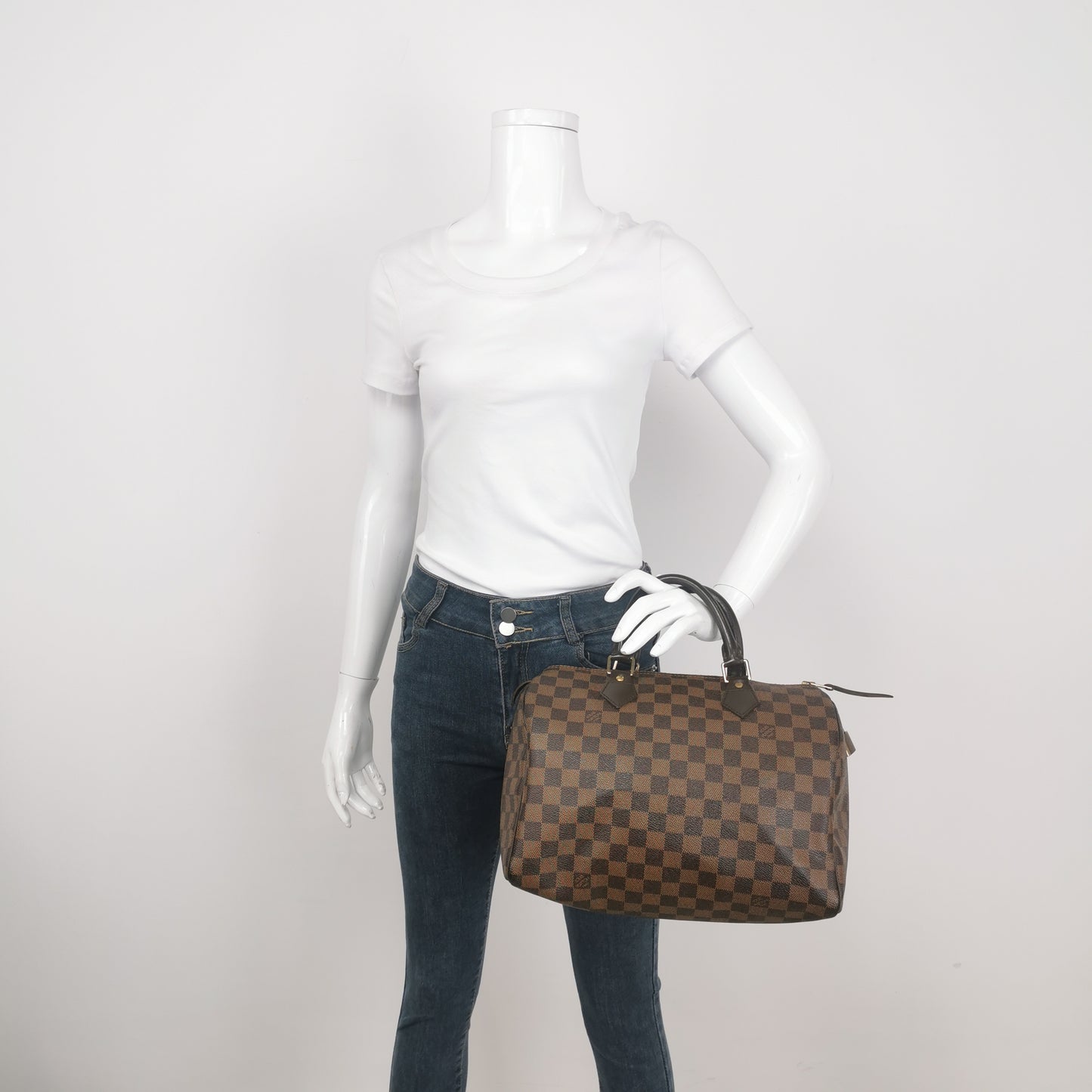 Louis Vuitton Damier Ebene Speedy 30 Satchel Handbag