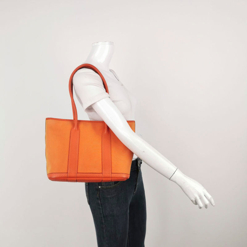 Hermes Garden Party Leather Tote 30 Orange