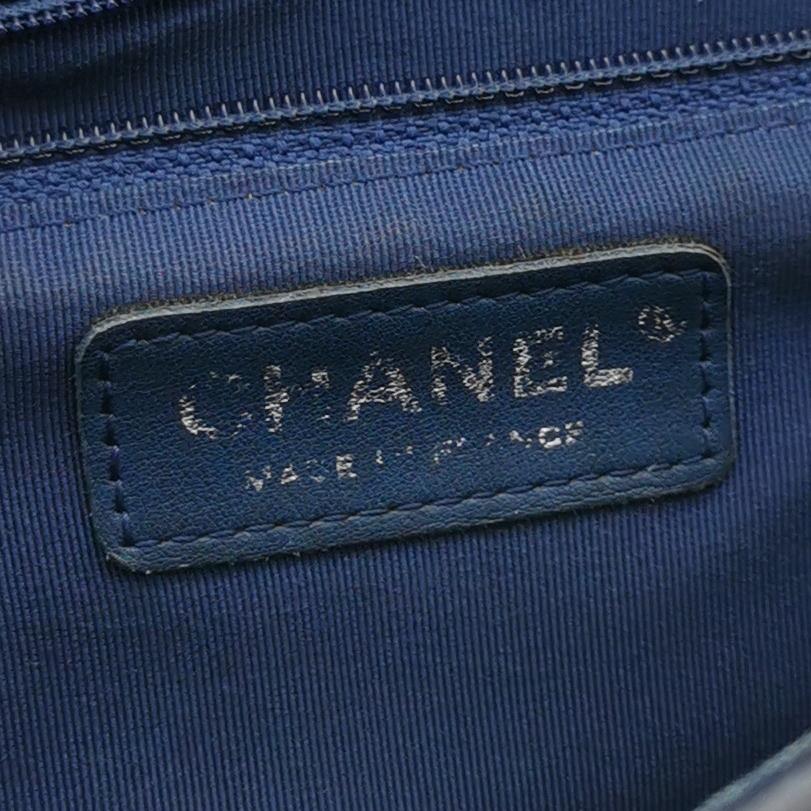 Chanel Navy Blue Chevron Leather Bag