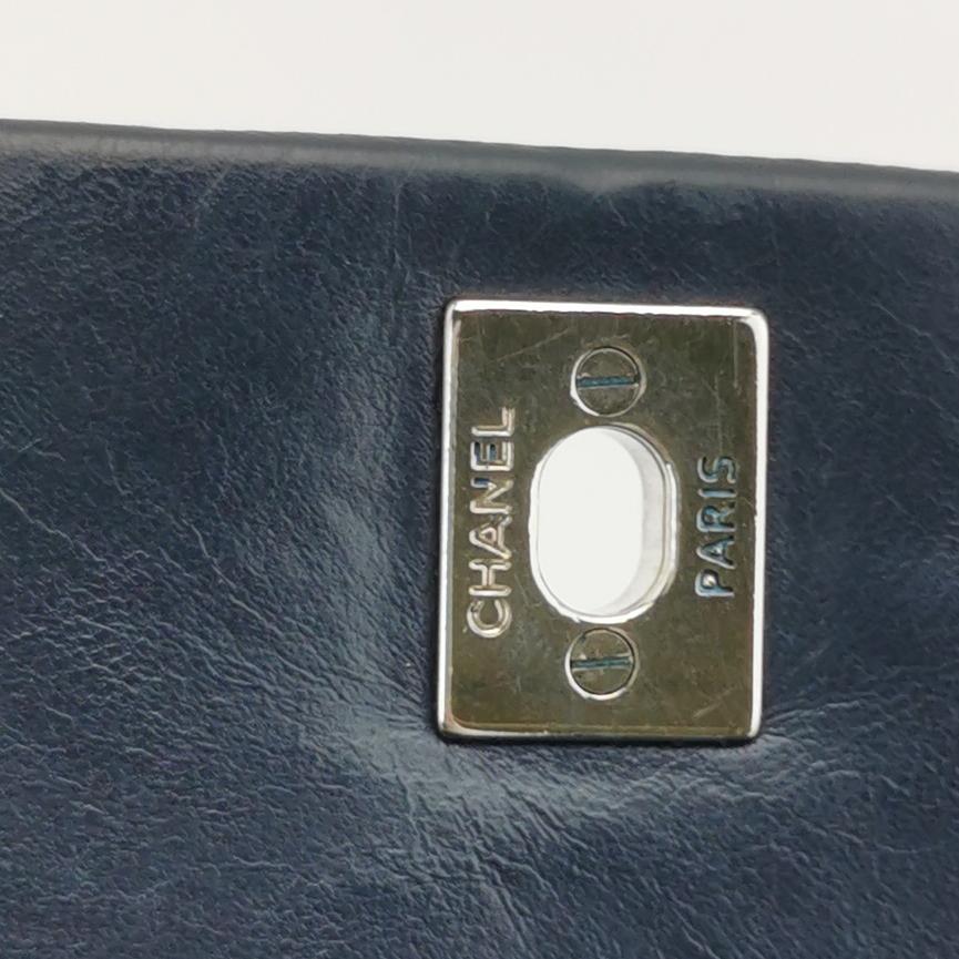 Chanel Navy Blue Chevron Leather Bag