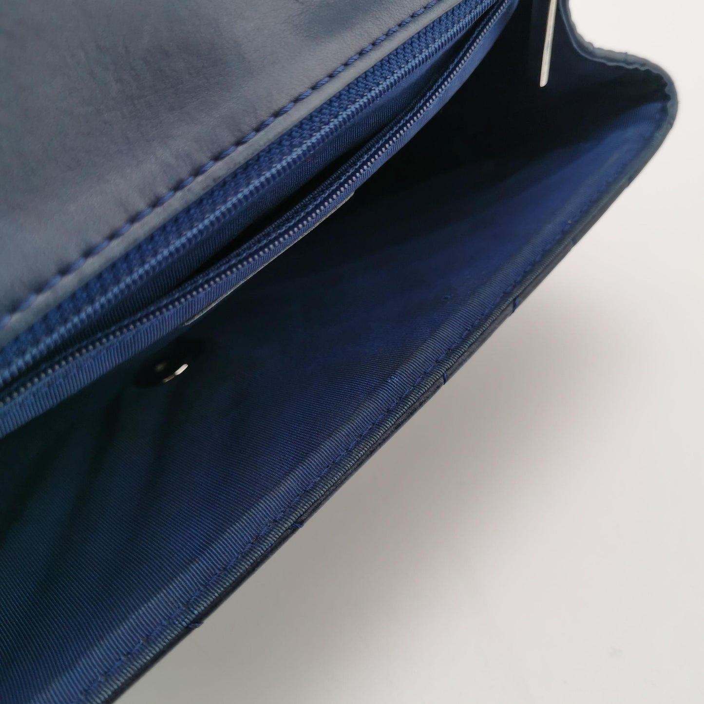 Chanel Navy Blue Chevron Leather Bag