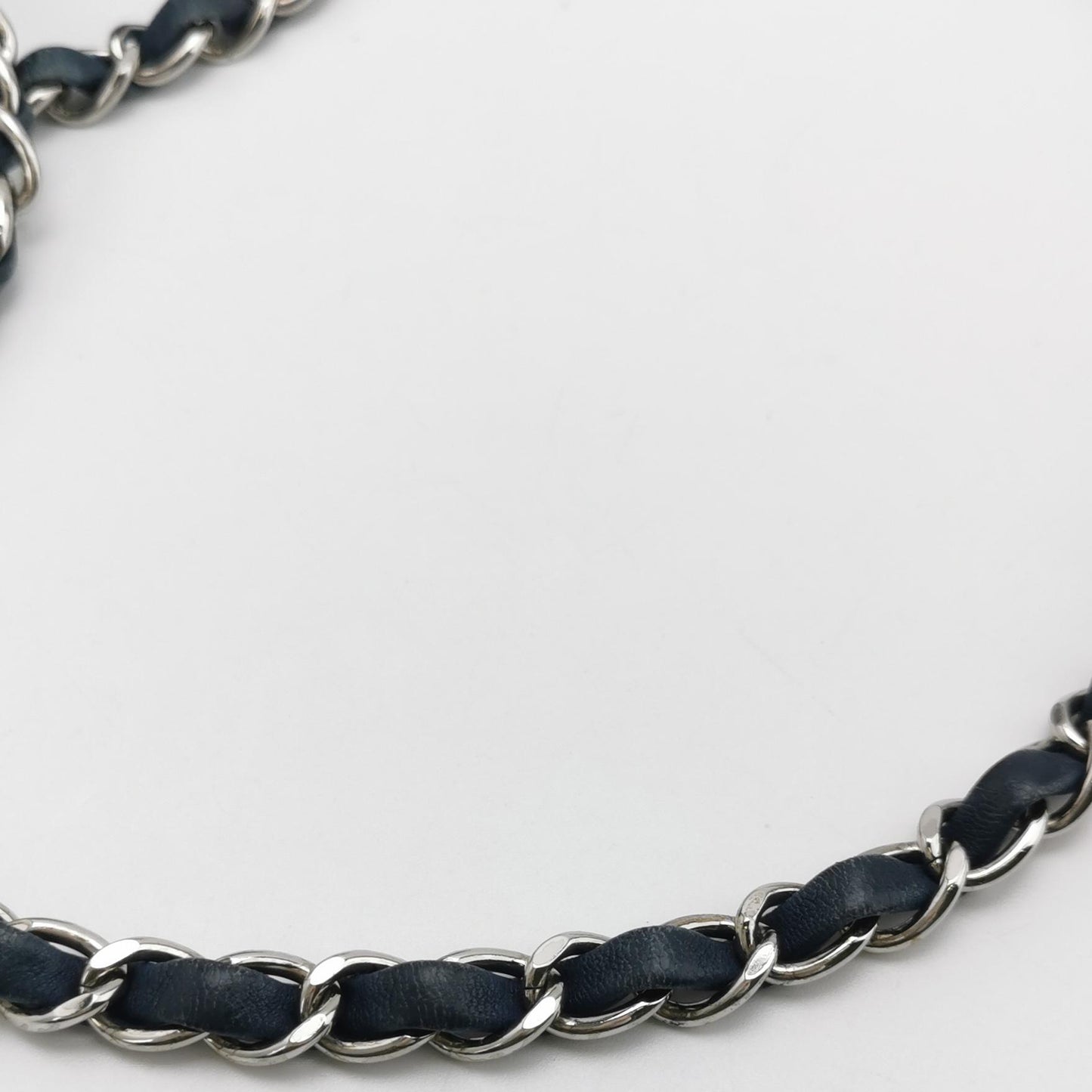 Chanel Navy Blue Chevron Leather Bag