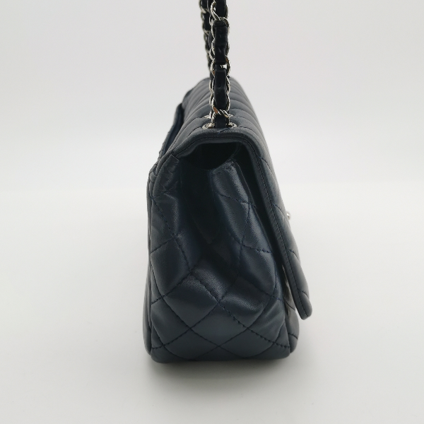 Chanel Navy Blue Chevron Leather Bag