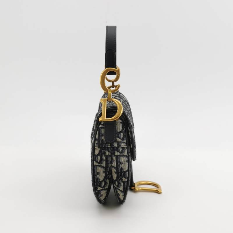 Dior Oblique Jacquard And Leather Saddle Bag