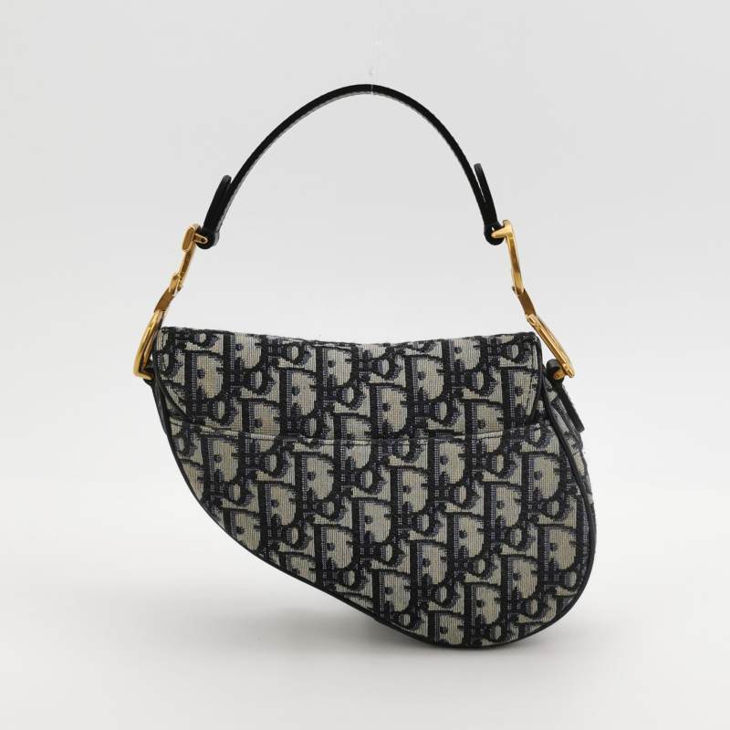 Dior Oblique Jacquard And Leather Saddle Bag