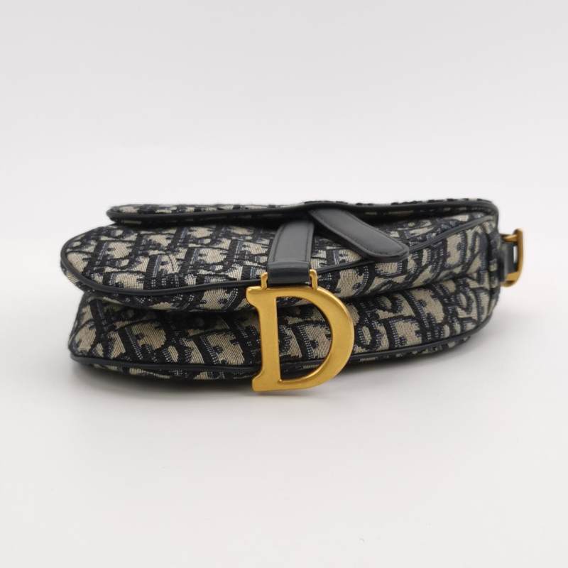 Dior Oblique Jacquard And Leather Saddle Bag