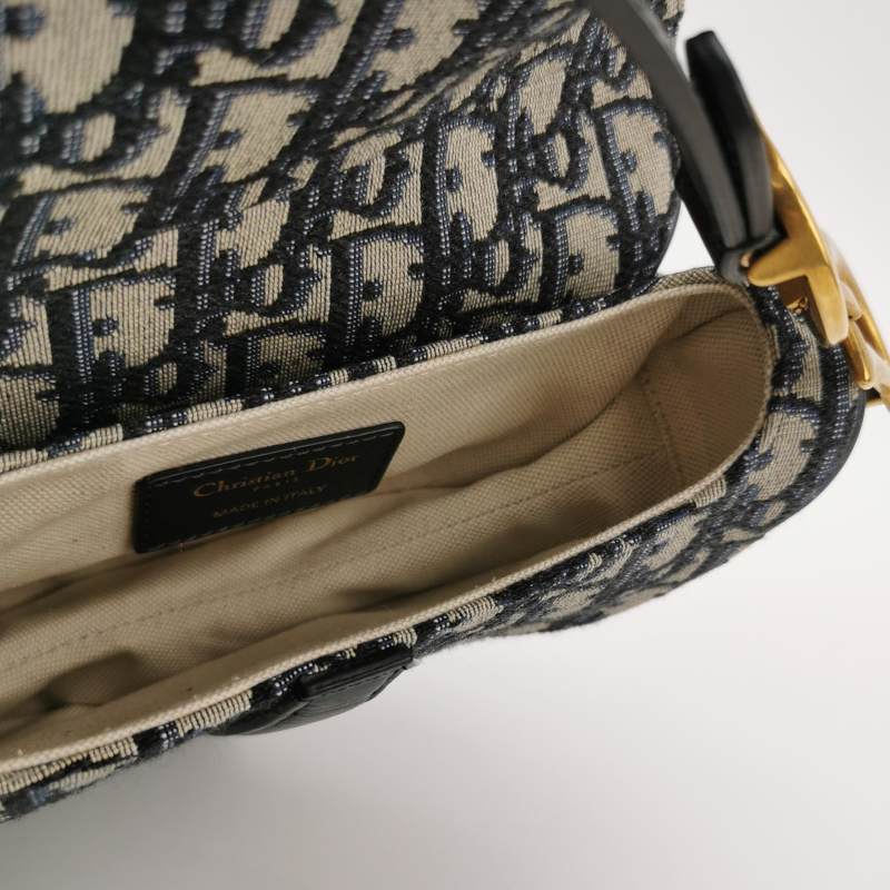 Dior Oblique Jacquard And Leather Saddle Bag