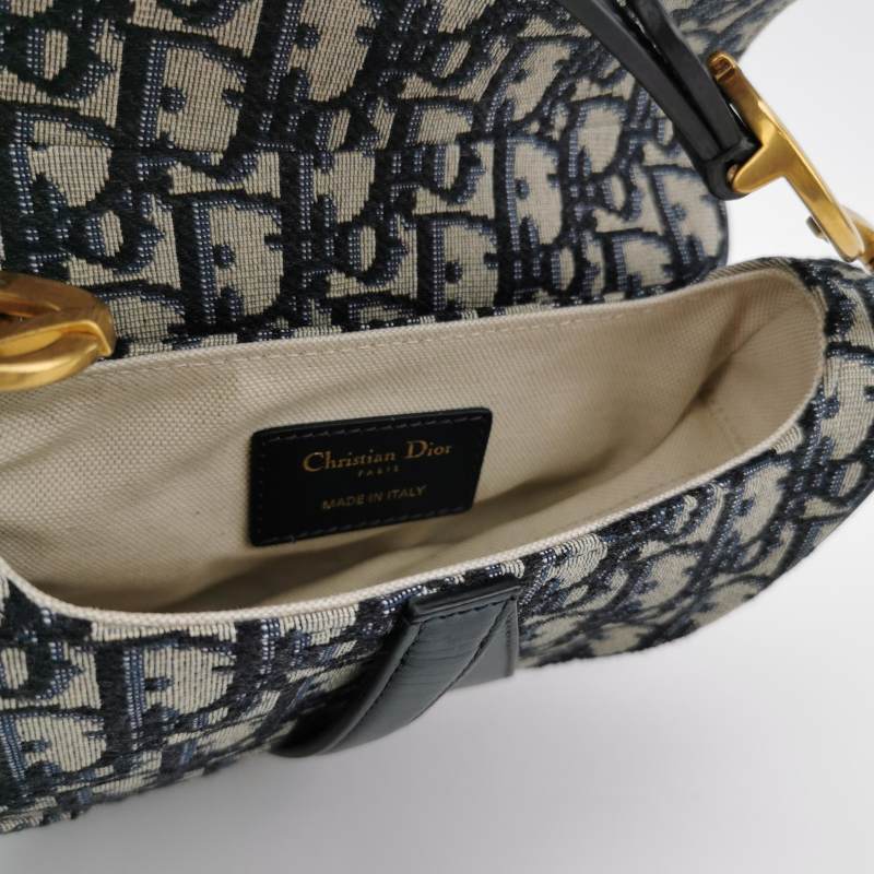 Dior Oblique Jacquard And Leather Saddle Bag