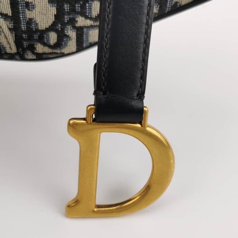 Dior Oblique Jacquard And Leather Saddle Bag