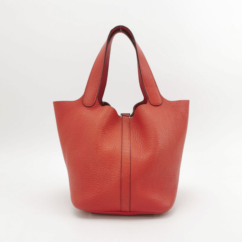 Hermes Picotin Leather Tote Red 22