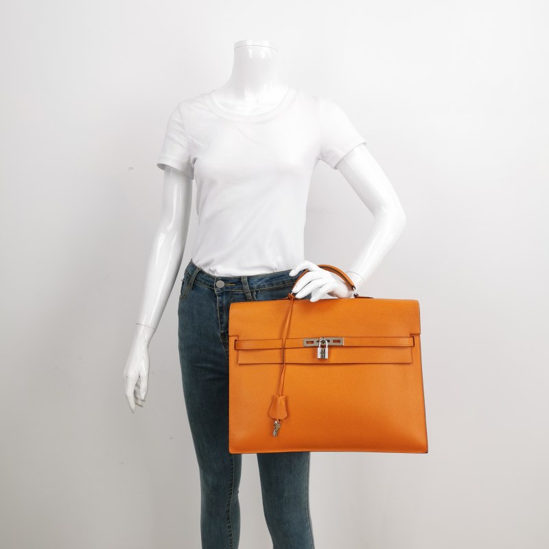 Hermes Kelly Depeches Leather Handbag Orange