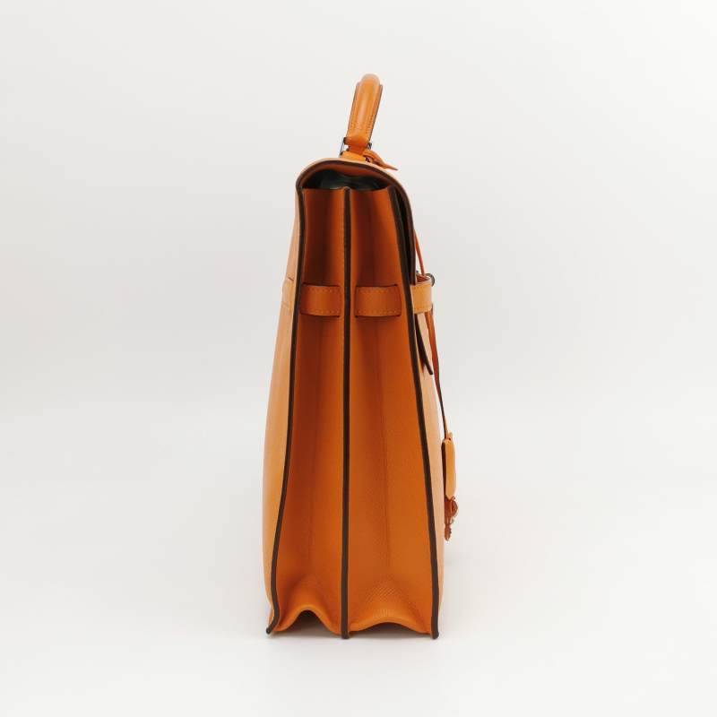 Hermes Kelly Depeches Leather Handbag Orange