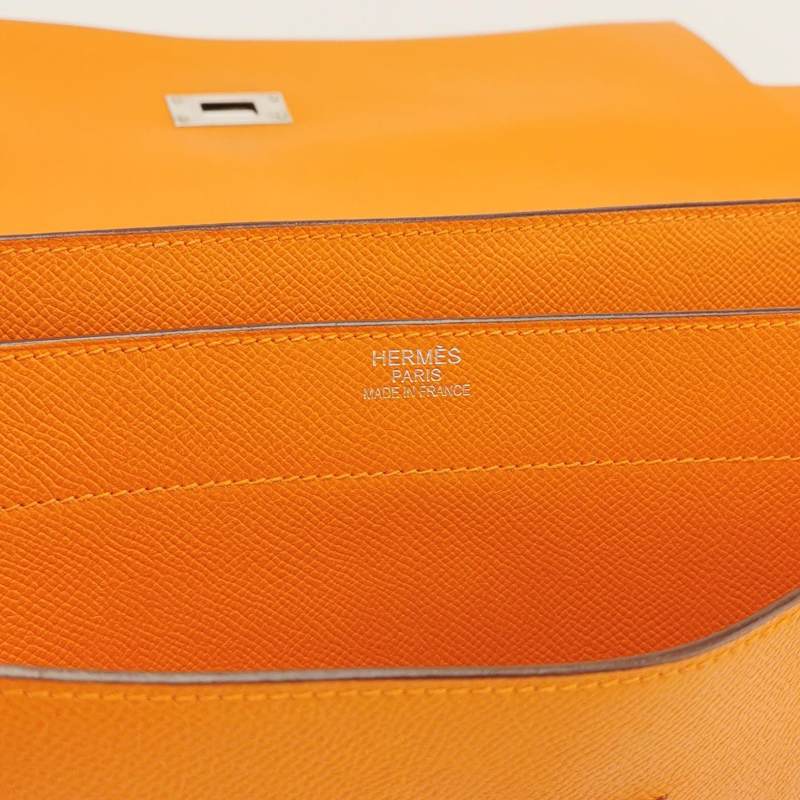 Hermes Kelly Depeches Leather Handbag Orange