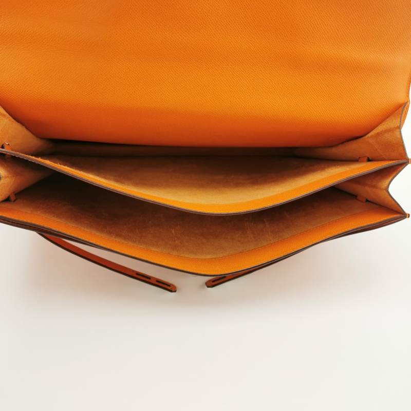 Hermes Kelly Depeches Leather Handbag Orange