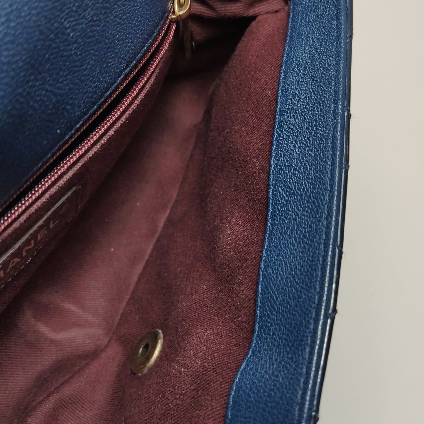 Chanel CC Eyelet Flap Bag Navy Patent