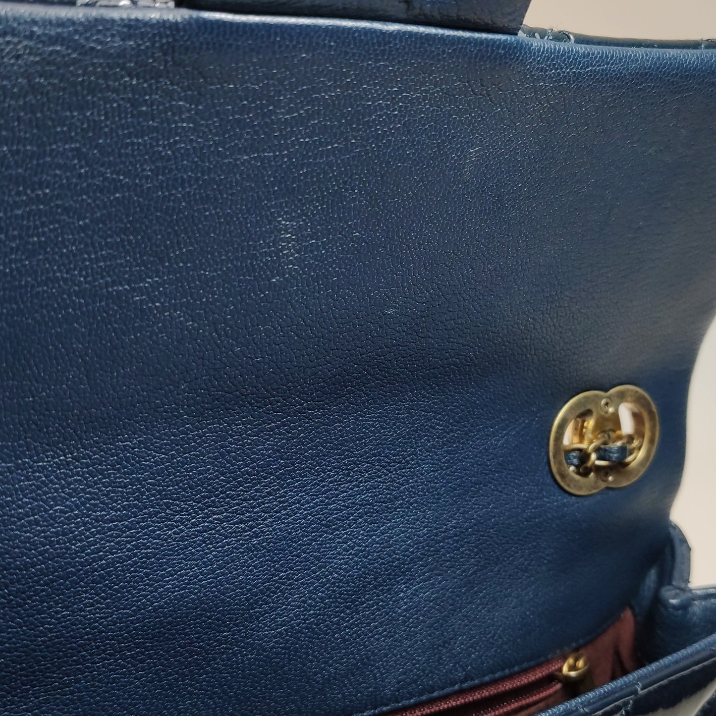 Chanel CC Eyelet Flap Bag Navy Patent