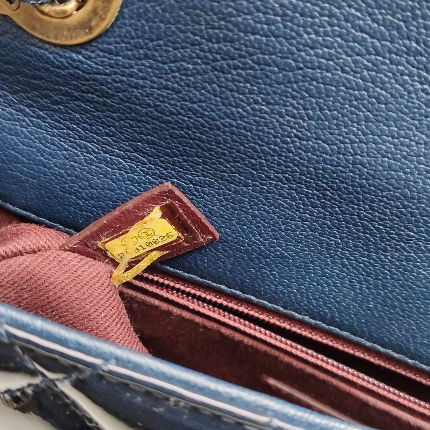 Chanel CC Eyelet Flap Bag Navy Patent