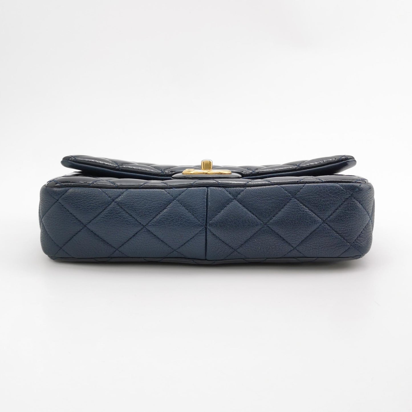 Chanel CC Eyelet Flap Bag Navy Patent