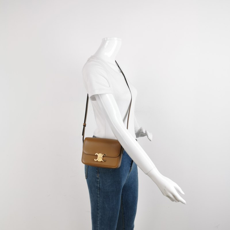 Celine Shiny Calfskin Teen Triomphe Tan