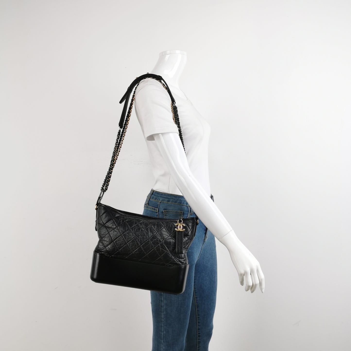 Chanel Gabrielle Hobo Bag Calfskin Black Medium