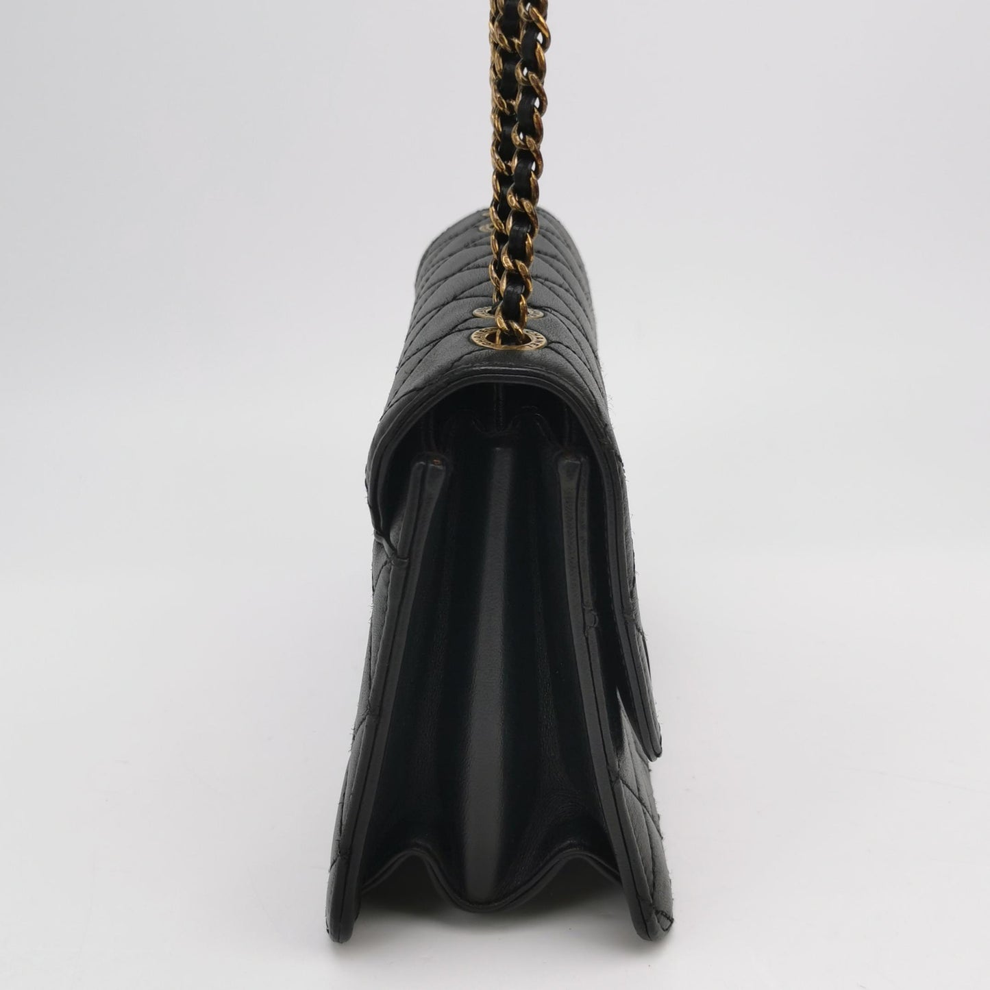 Chanel Matelasse Leather Single Flap Double Chain Bag Vintage