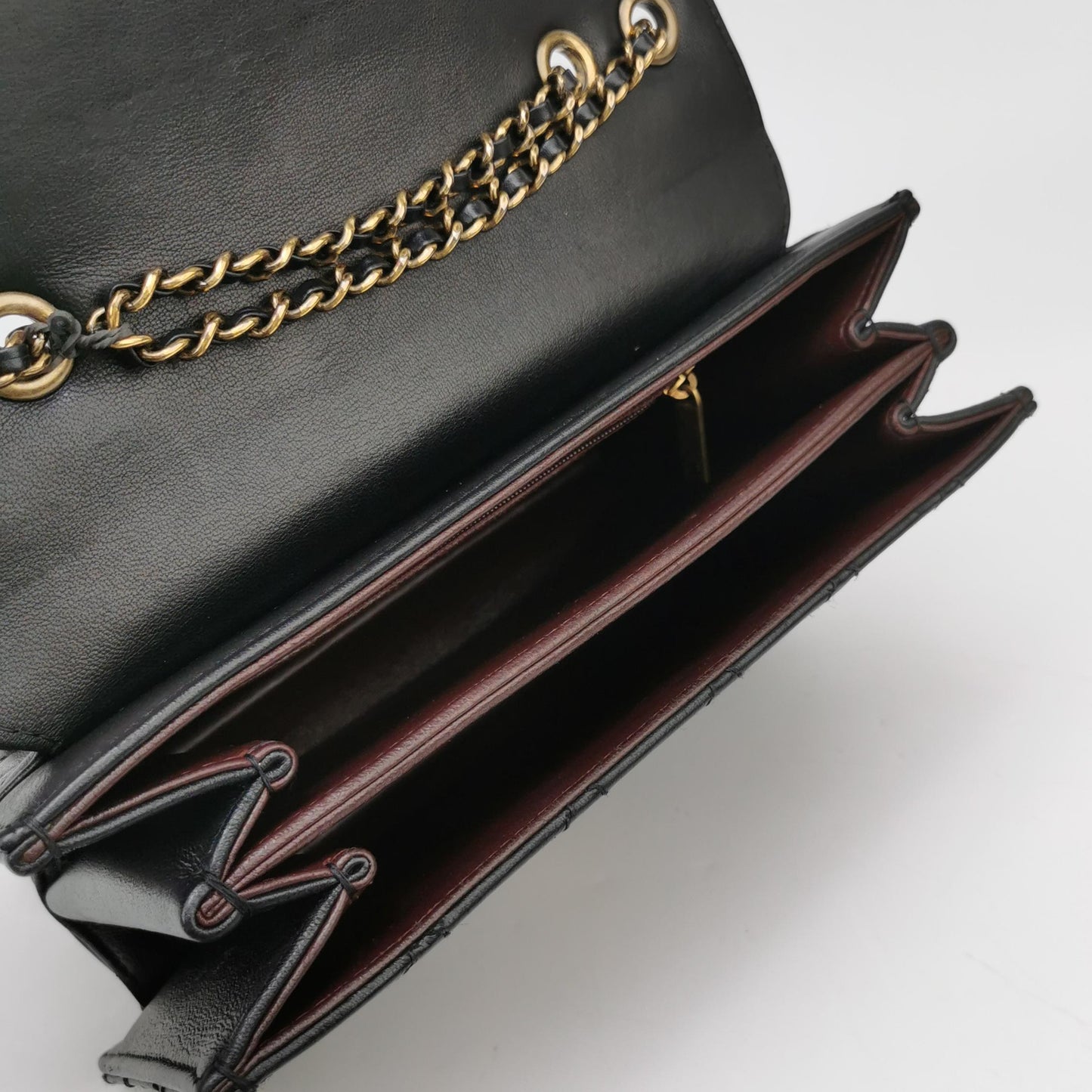 Chanel Matelasse Leather Single Flap Double Chain Bag Vintage