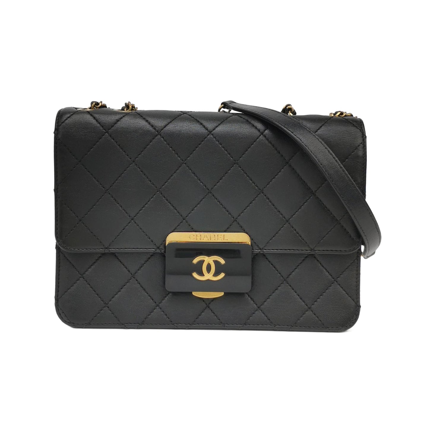 Chanel Matelasse Leather Single Flap Double Chain Bag Vintage