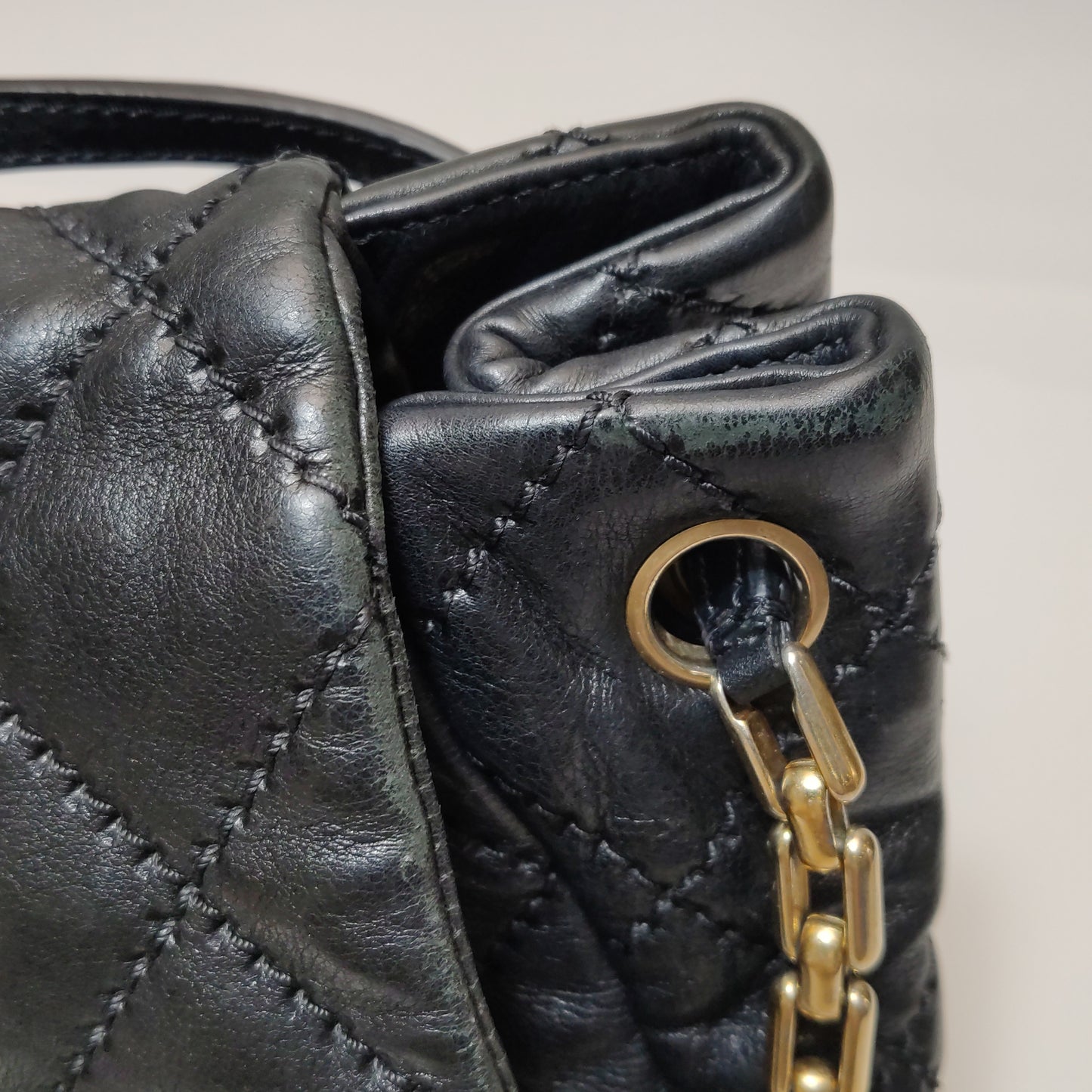 Chanel Calfskin Quilted Retro Chain Flap Bag Black