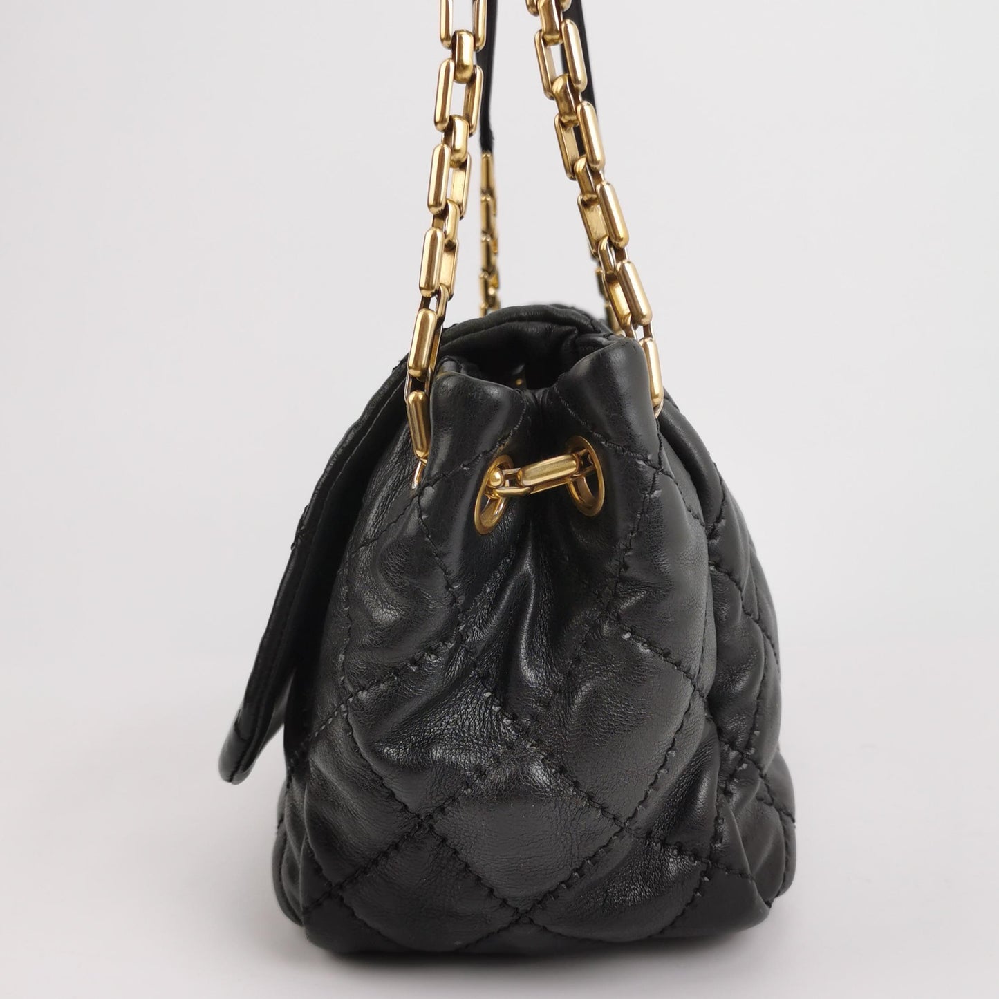 Chanel Calfskin Quilted Retro Chain Flap Bag Black